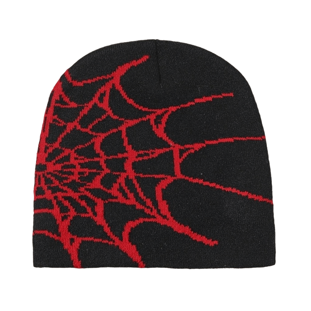 Beanie Cuffed Knit - Gothic Soft Spider Web Pattern Beanie