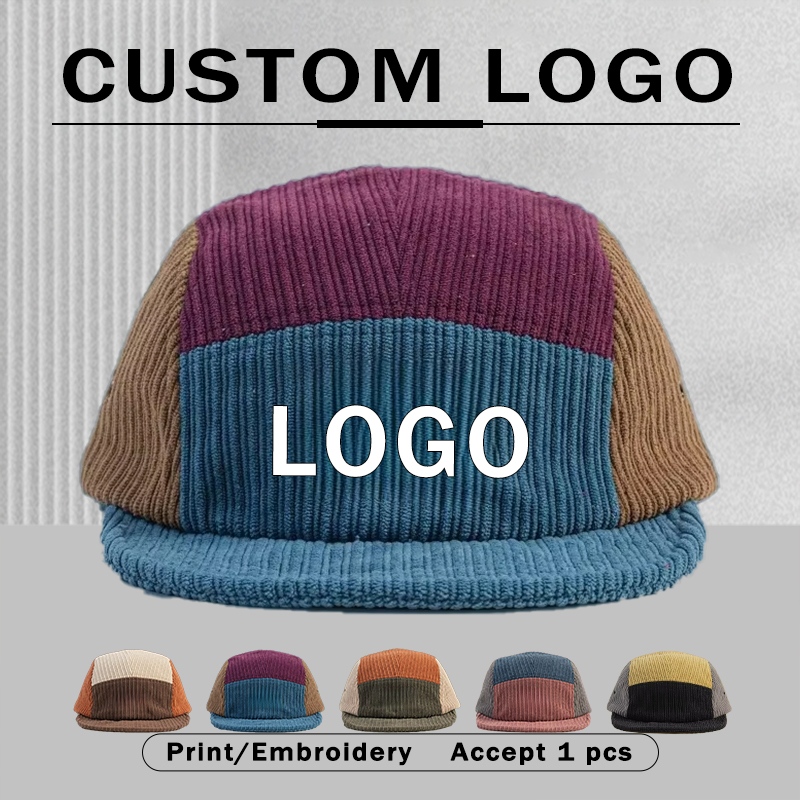 Men Women Color Block Corduroy - огляд і ціна Corduroy Cap 5 Panel